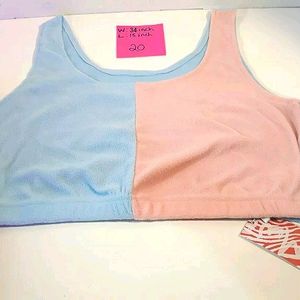 Pink Blue 2 Tone Crop Tank Top Loose Sports Bra